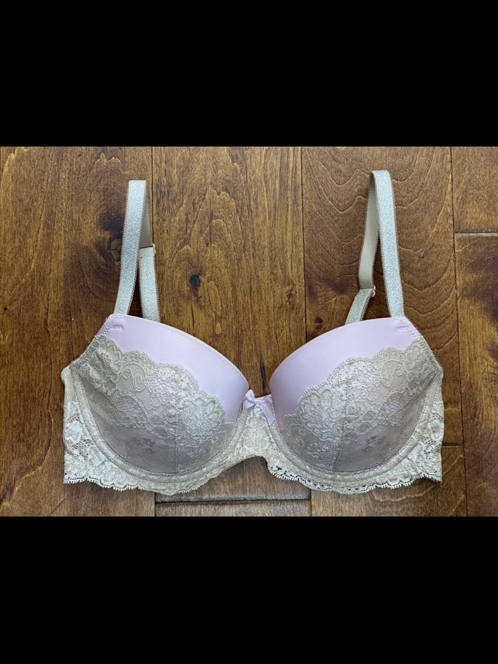 Victoria's Secret Pink and Ivory Lace Demi Bra